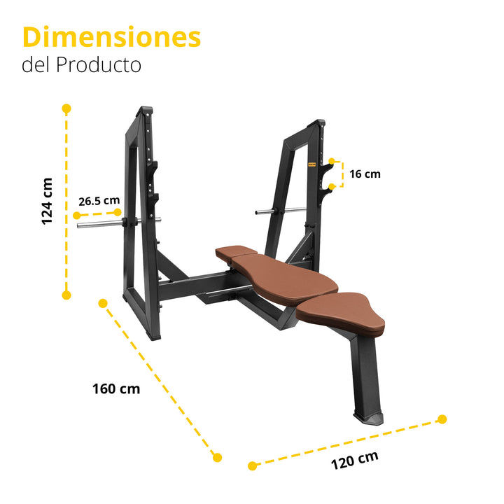 Banco TAYGA-PRO con estante para barra