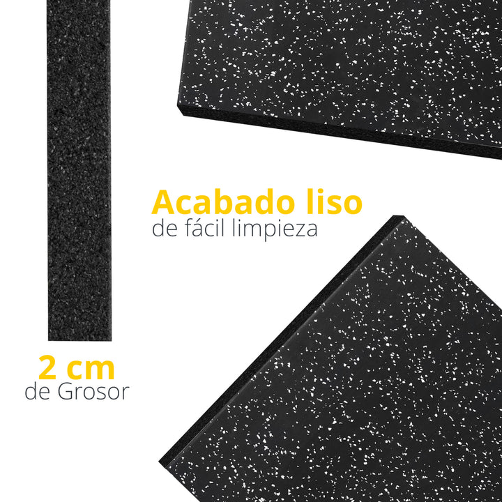 Pieza de Piso de caucho superficie lisa y puntos blancos 50 x 50 x 1.5 cm.