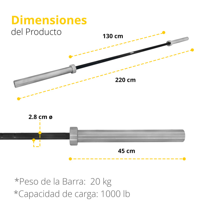 Barra Olímpica Cromada 1,000 lb. Crossf - Tayga