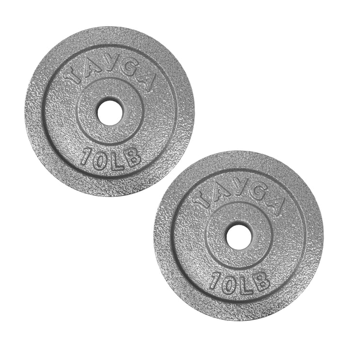 Dos discos acero plateados 10 lb c/u,30mm diam.1 caja