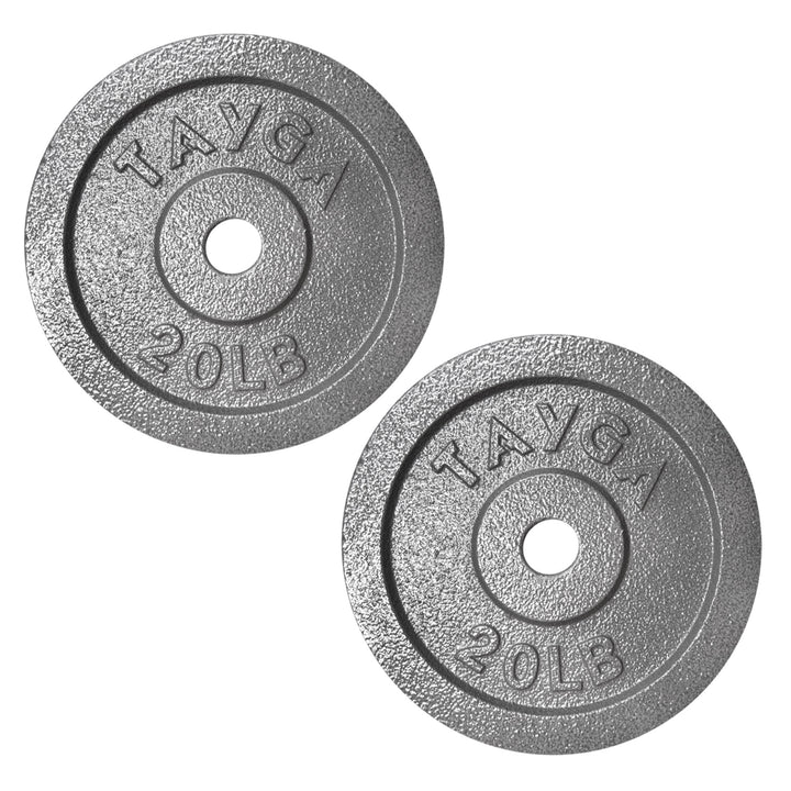 Dos discos acero plateados 20 lb c/u,30mm diam.1 caja