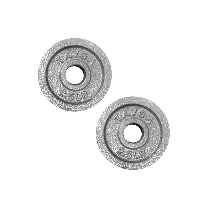 Dos discos acero plateados 2.5 lb c/u,30mm diam.1 caja