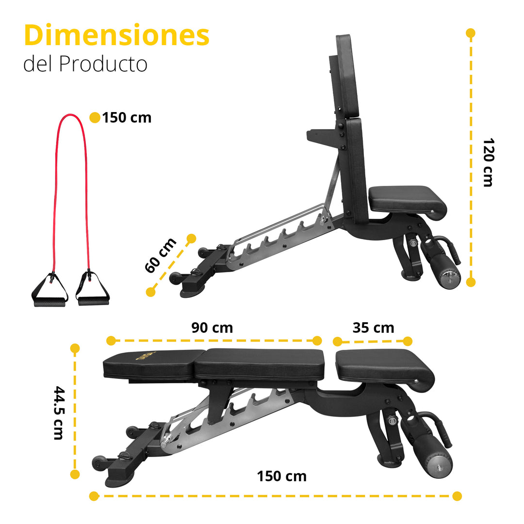 Banco Tayga ajustable, rudo, perfil 3mm 34 kg