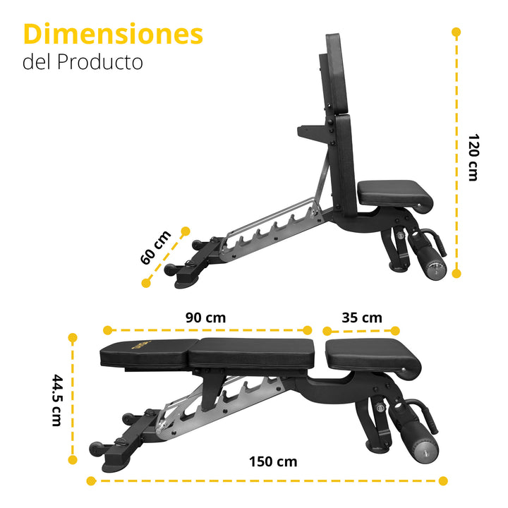 Banco Tayga ajustable, rudo, perfil 3mm 34 kg