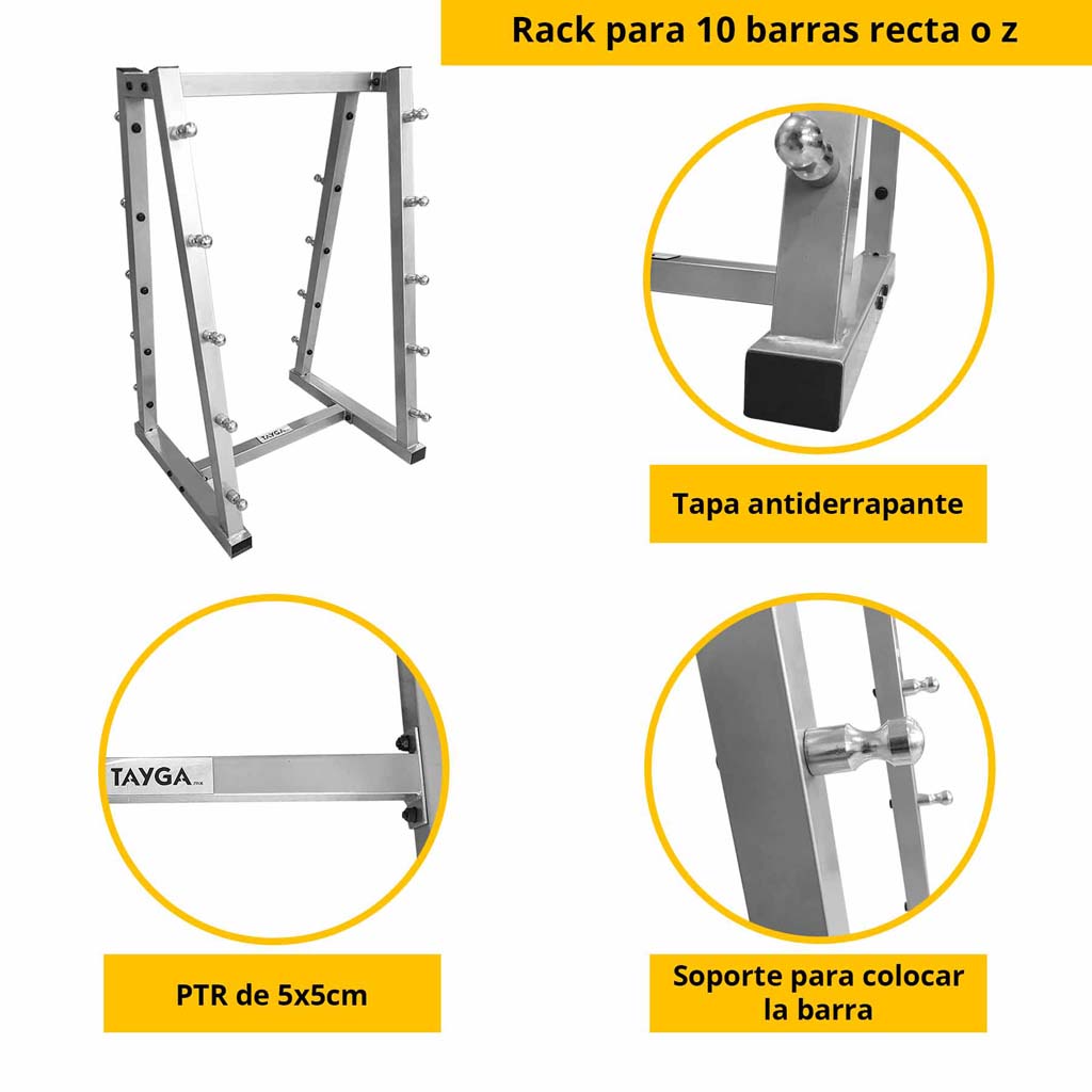 Rack para barra recta o z con peso integrado
