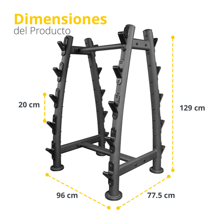 Estante para 10 barras con peso integrado color negro