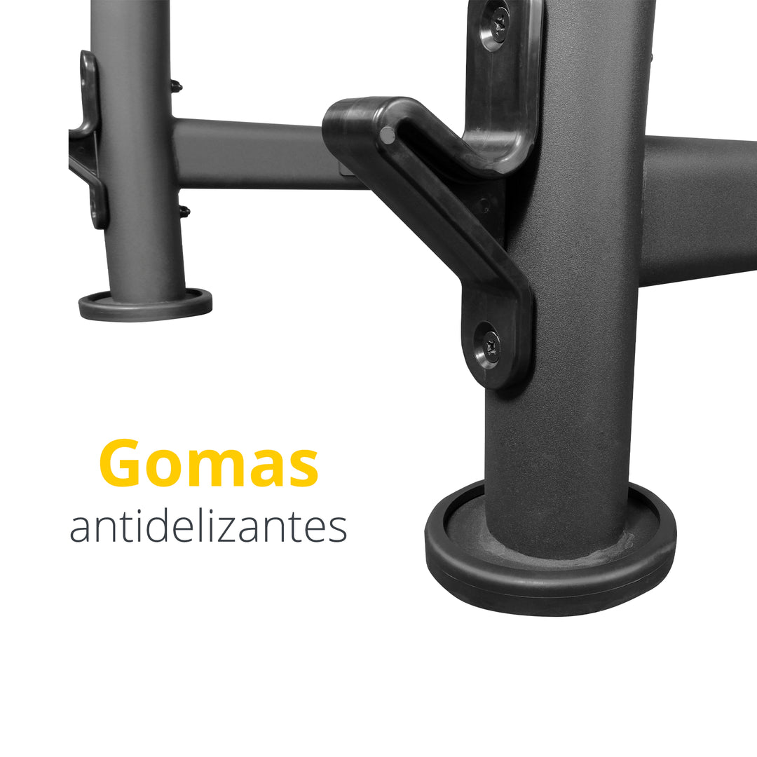 Estante para 10 barras con peso integrado color negro