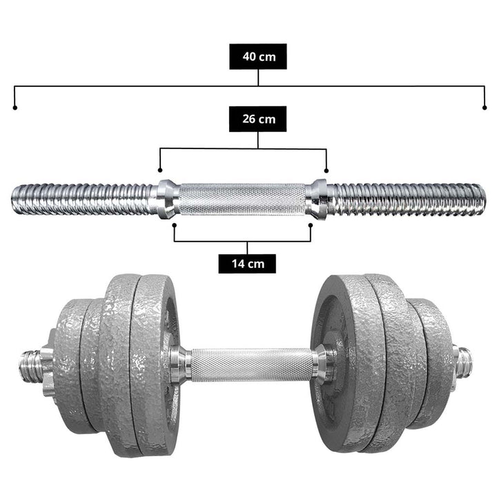 Set Barra Z, Mancuernas Ajustables 25 lb c/u y 4 Discos de 5 lb