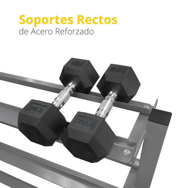 Rack para 10 pares mancuernas, 3 estantes, 120x50x78