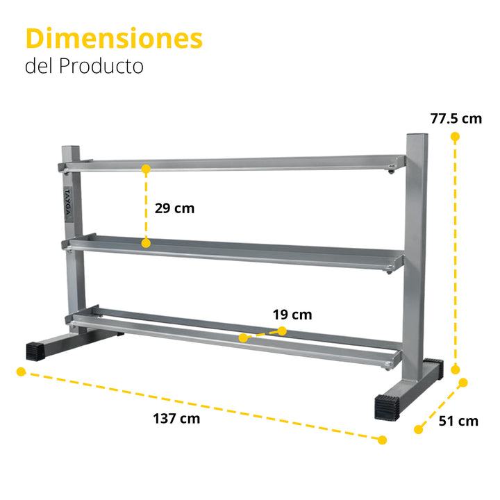 Estante para 10 pares mancuernas hexagononales