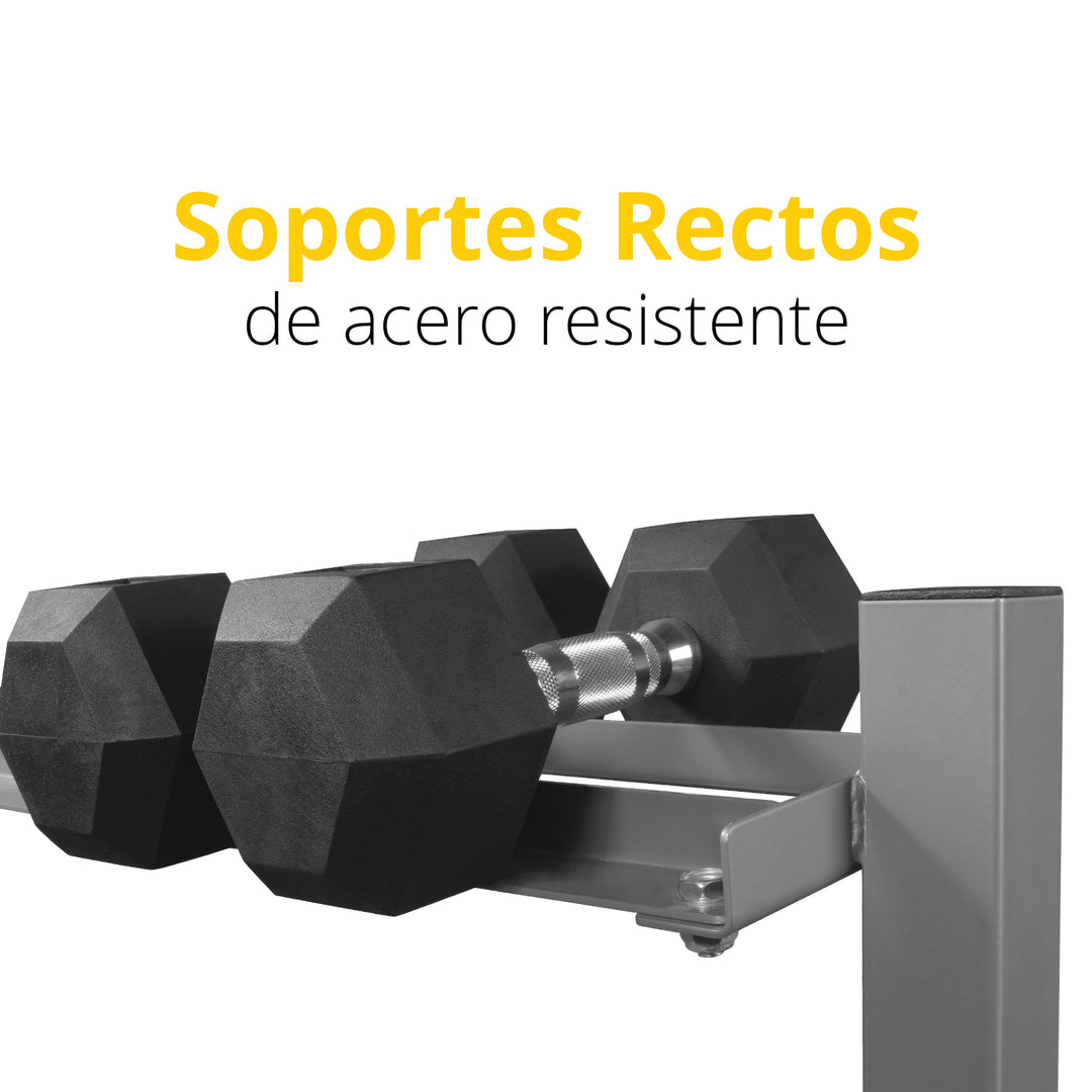 Estante para 10 pares mancuernas hexagononales