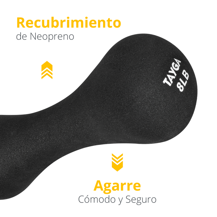 Set de 3 pares de mancuernas de neopreno 3, 5 y 8Lb con base