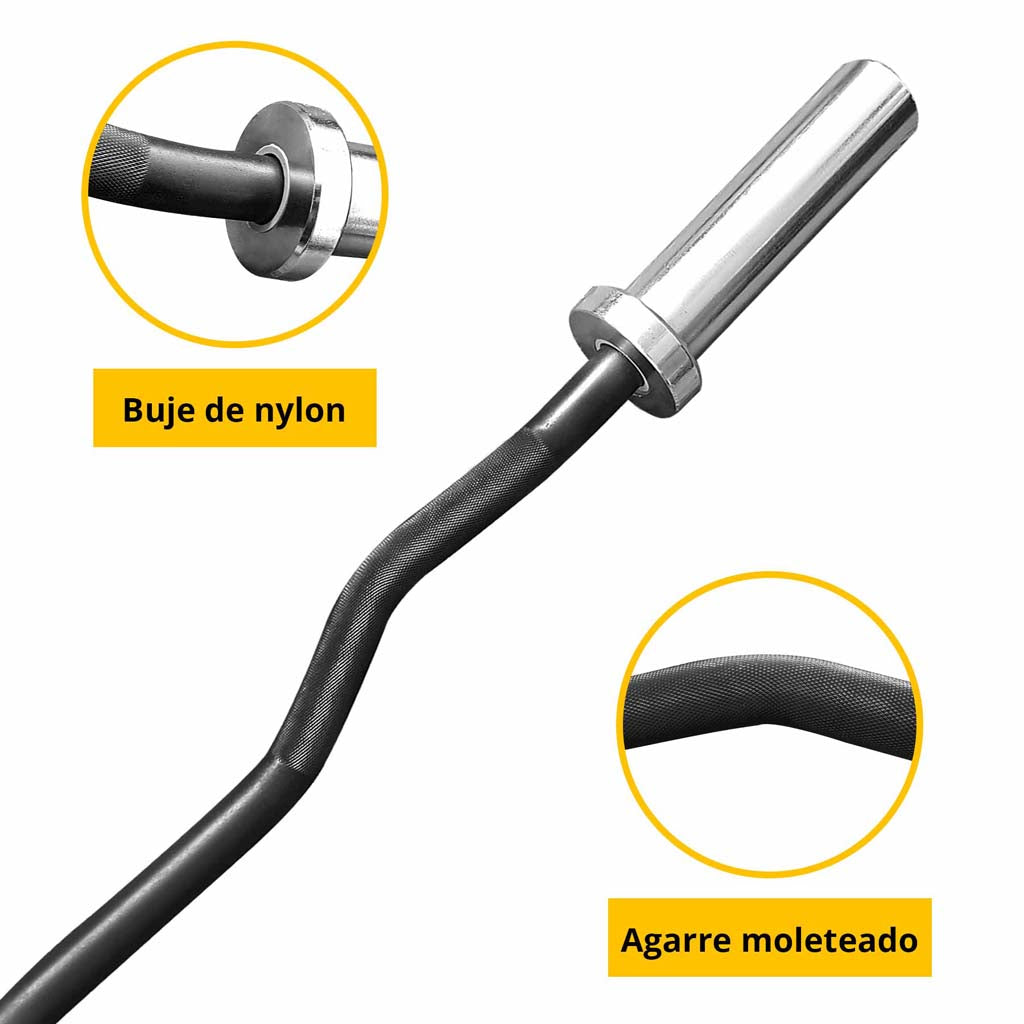 Barra Olímpica Z Negra con Mangas Cromadas