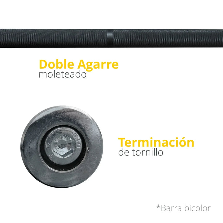 Barra Olimpica negra con mangas cromadas - Tayga