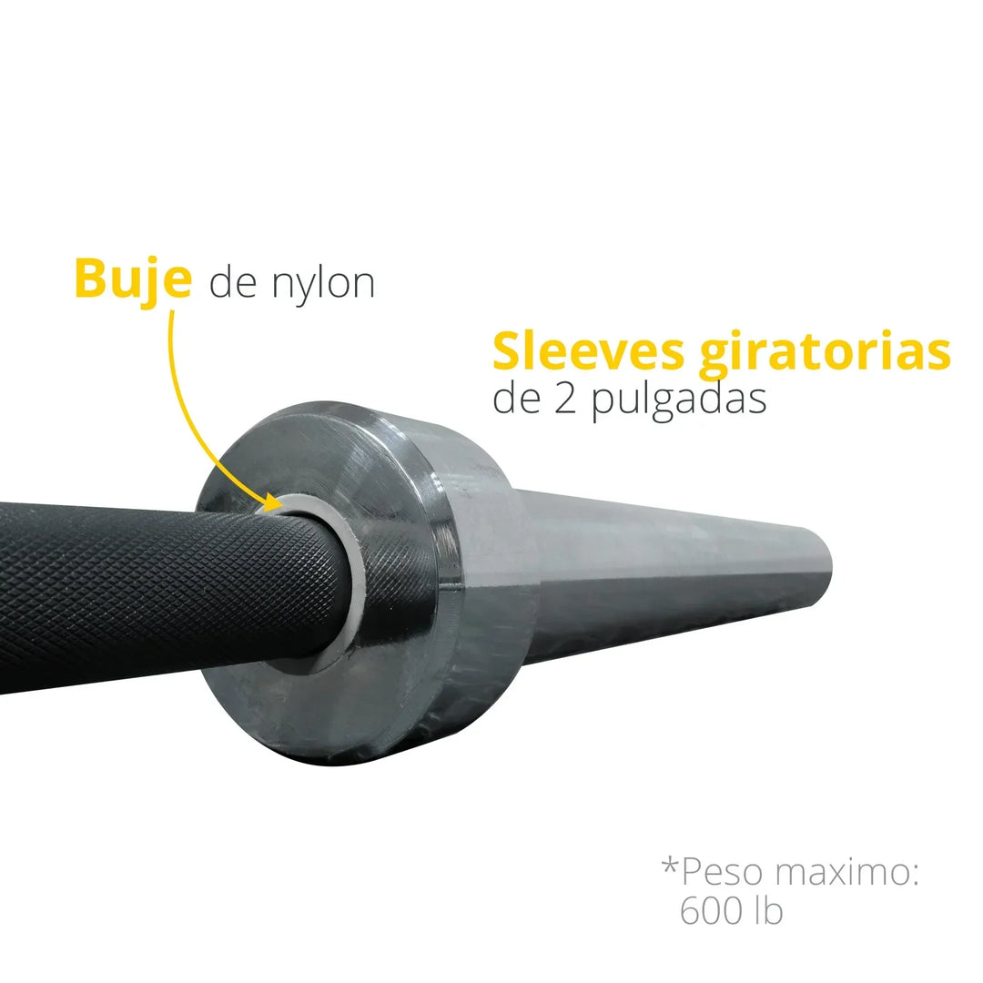 Barra Olimpica negra con mangas cromadas - Tayga