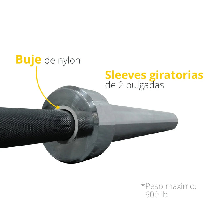 Barra Olimpica negra con mangas cromadas - Tayga