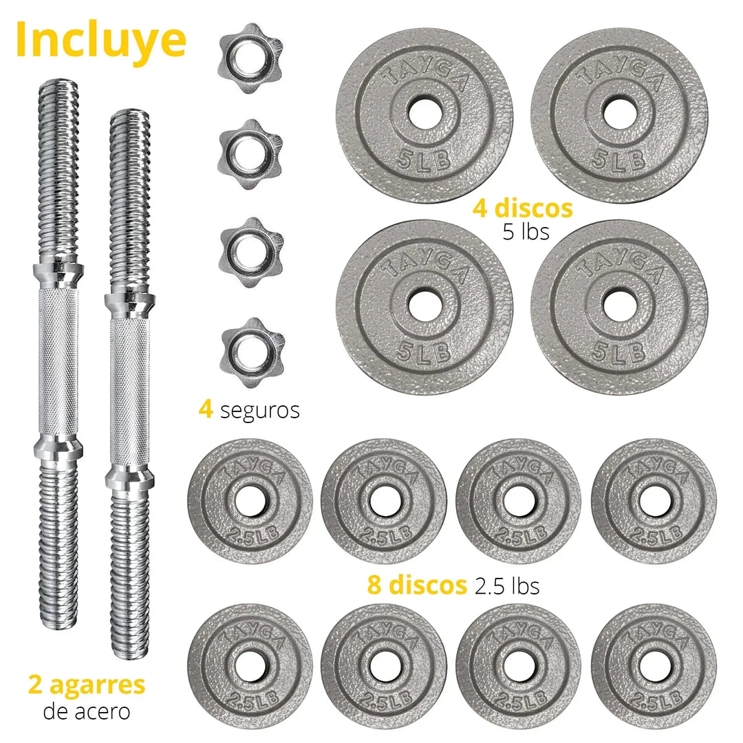 Set 2 Mancuernas total 50 lb. - Tayga