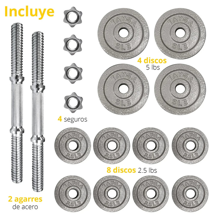 Set 2 Mancuernas total 50 lb. - Tayga
