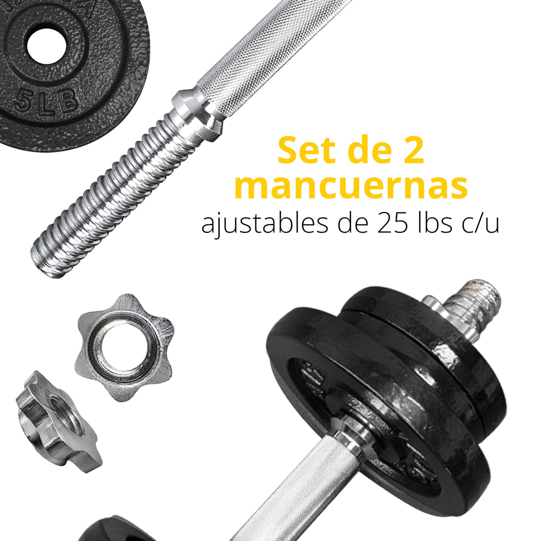 Set de Mancuernas Ajustables 50 lb. (30*350 mm Barra)
