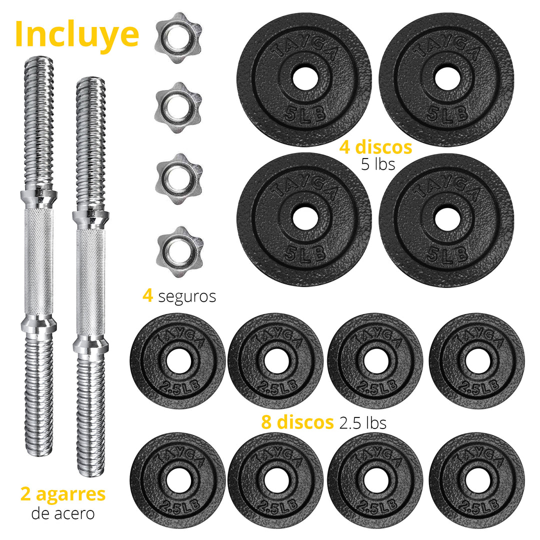 Set de Mancuernas Ajustables 50 lb. (30*350 mm Barra)