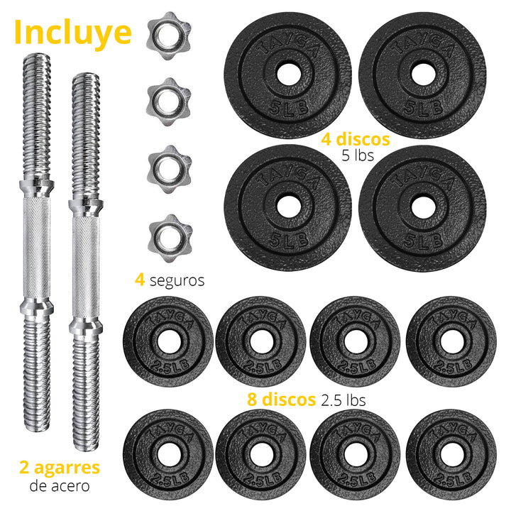 Set de Mancuernas Ajustables 50 lb. (30*350 mm Barra)