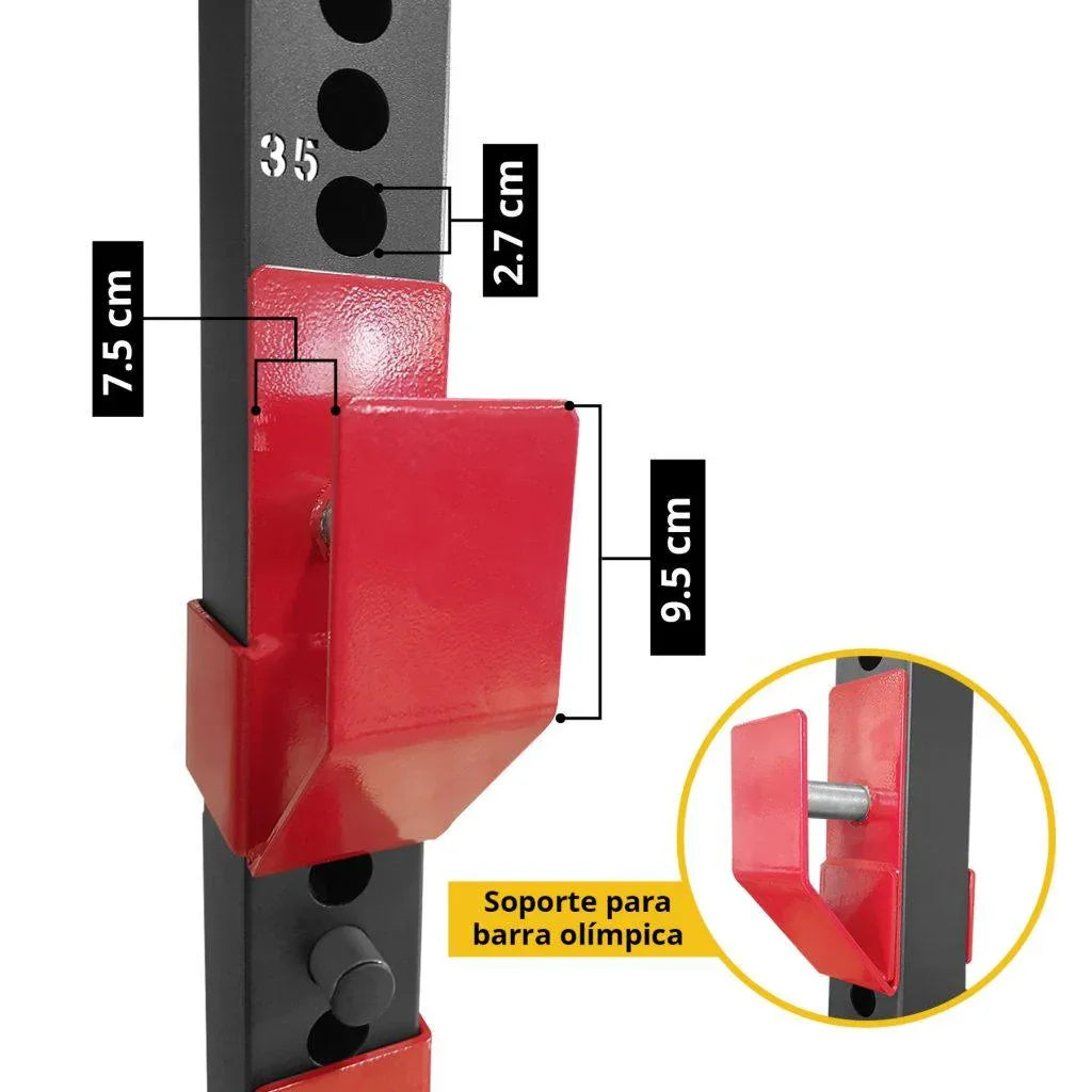 Power Rack Profesional para Peso Libre y Dominadas - Rojo/Negro – Tayga