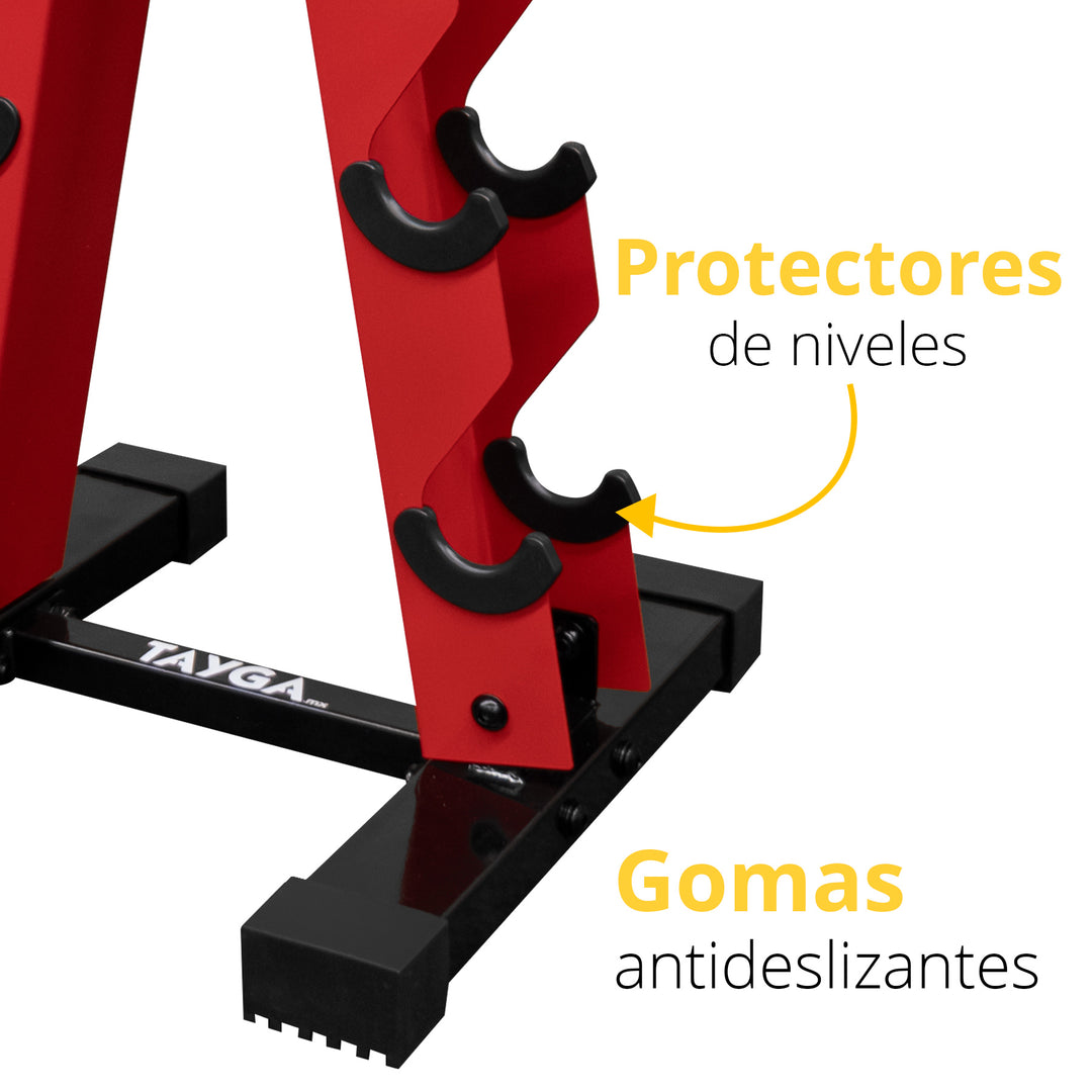 Rack para mancuernas hexagonales de 5 pares Rojo