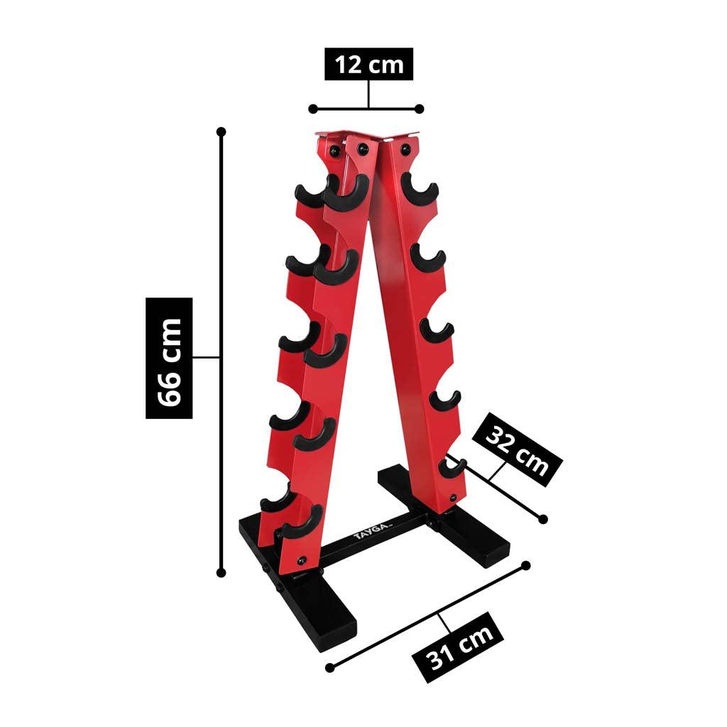 Rack para mancuernas hexagonales de 5 pares Rojo