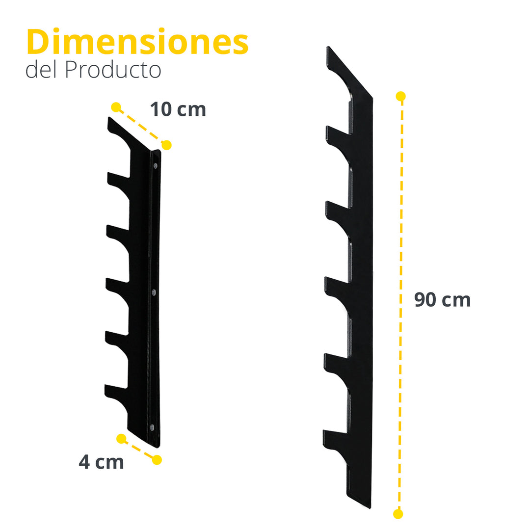 Rack de pared para 6 barras