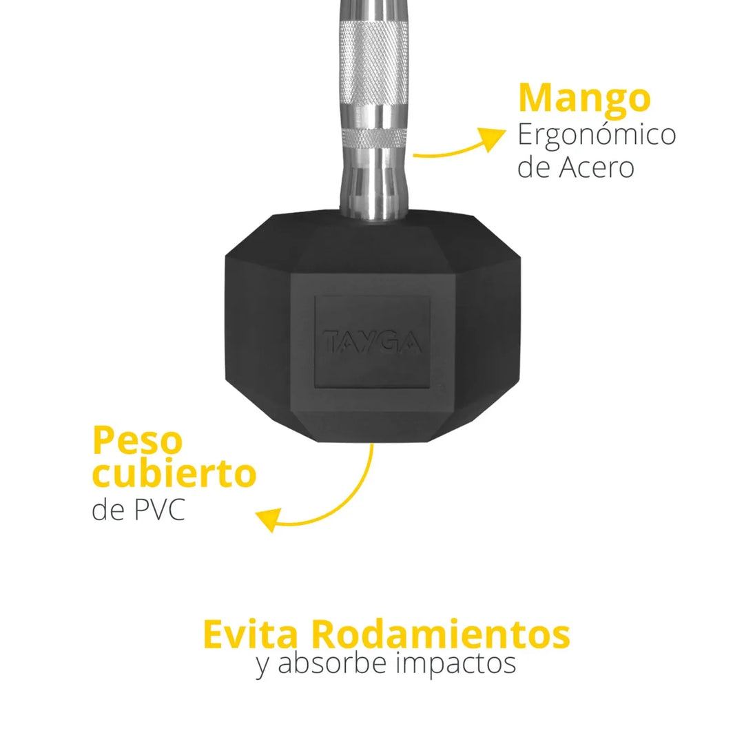 Set mancuernas hex 10 pares 5-50 c/rack