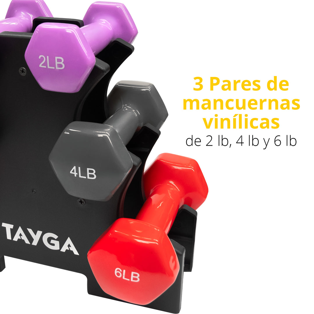 Set Mancuernas Vinílicas 3 Pares de 2, 4, 6 lb.