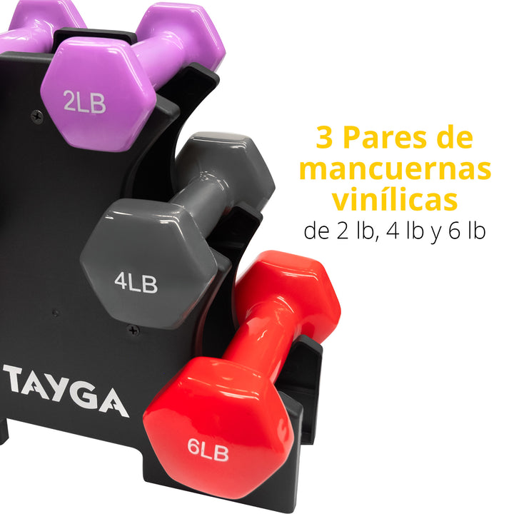 Set Mancuernas Vinílicas 3 Pares de 2, 4, 6 lb.