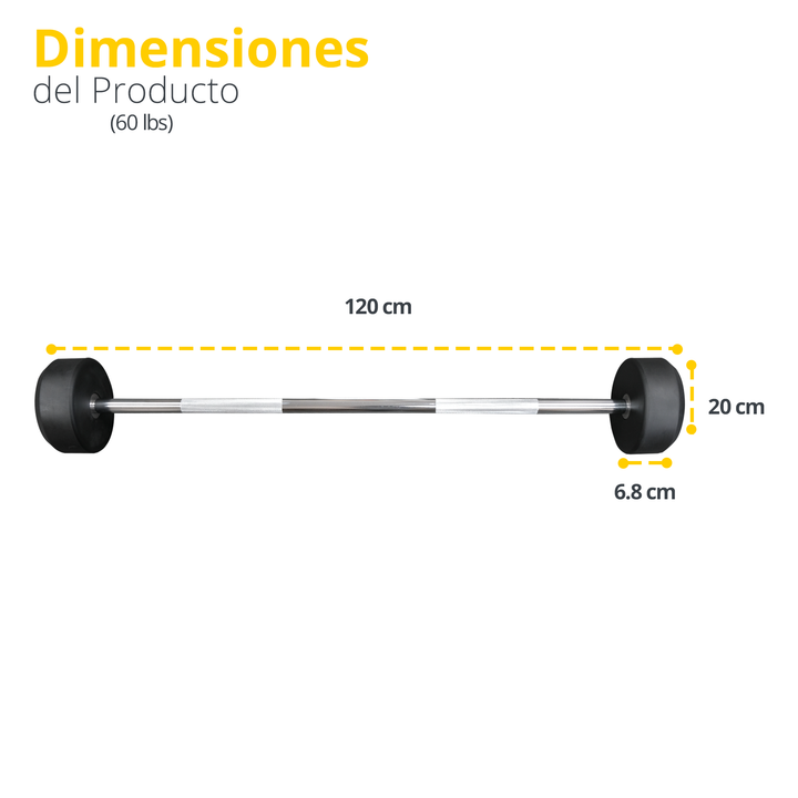 Barra Recta Premium con Peso integrado