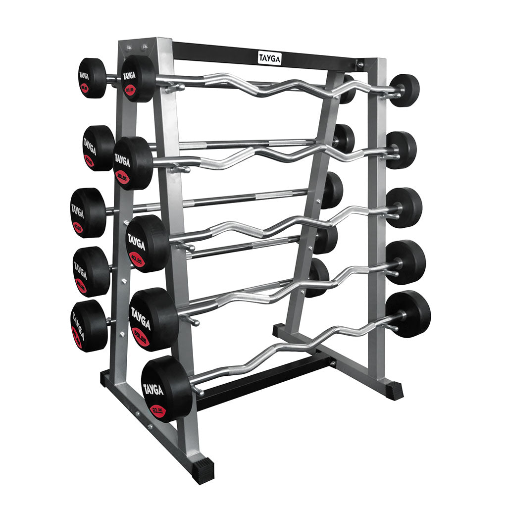 Rack para barras de peso integrado Gris con negro