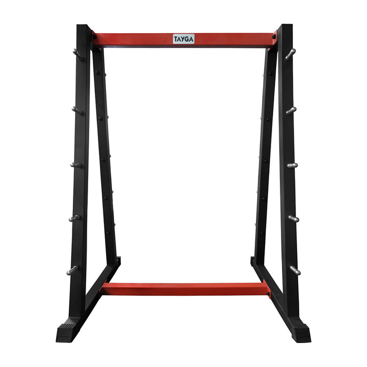 Rack para barras de peso integrado negro con rojo
