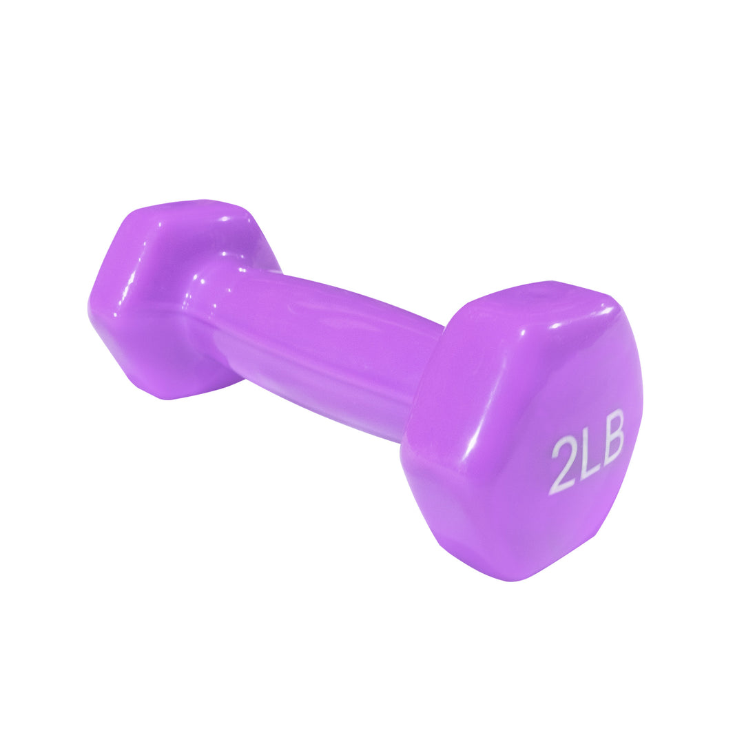 Mancuerna hexagonal púrpura de 2 libras para ejercicios de fitness y entrenamiento en casa