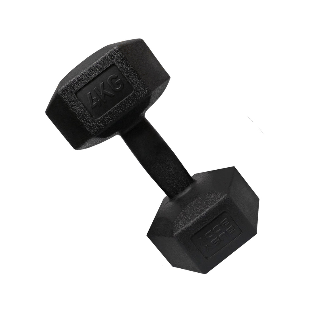 Mancuerna hexagonal negra plastificada