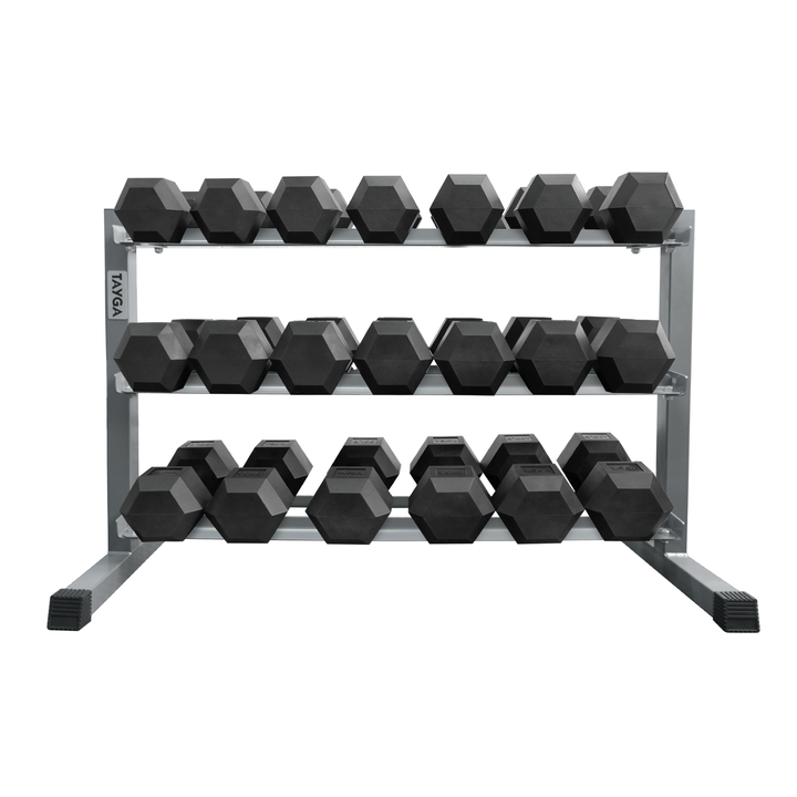 Rack para 10 pares mancuernas, 3 estantes, 120x50x78