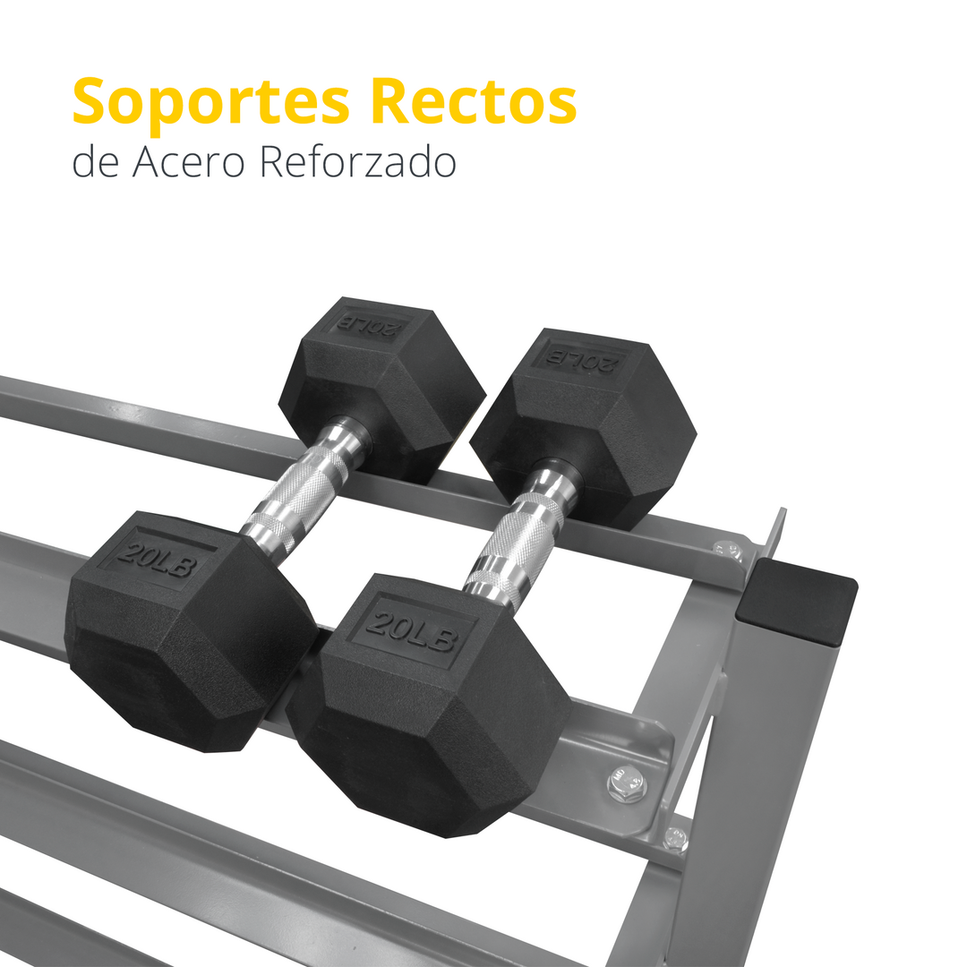 Rack para 10 pares mancuernas, 3 estantes, 120x50x78