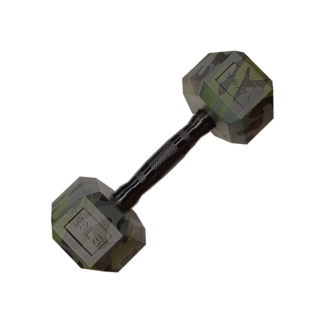 Mancuerna Hexagonal acero y PVC camuflaje