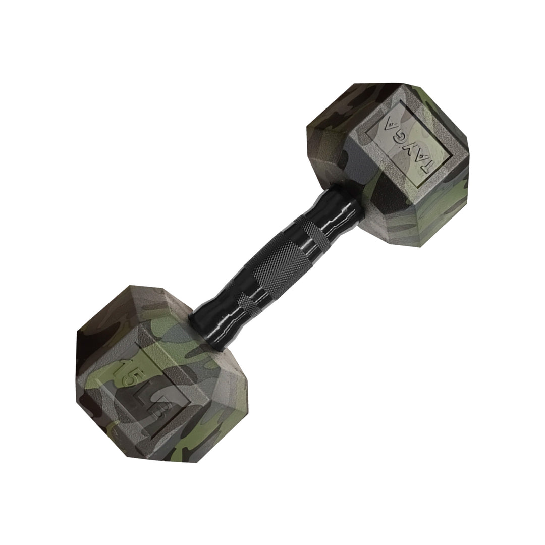 Mancuerna Hexagonal acero y PVC camuflaje