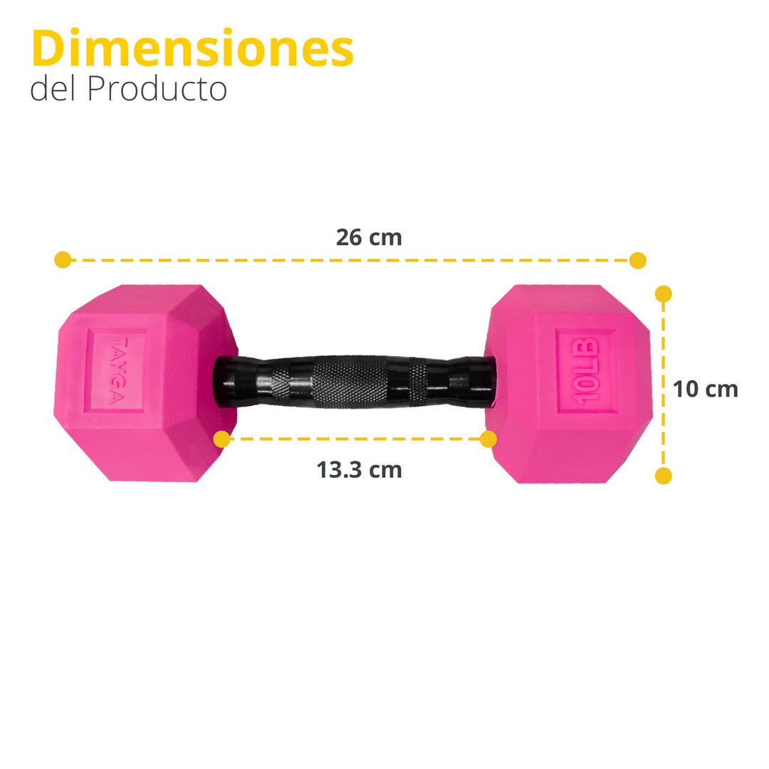 Mancuerna Hexagonal acero y PVC Rosa