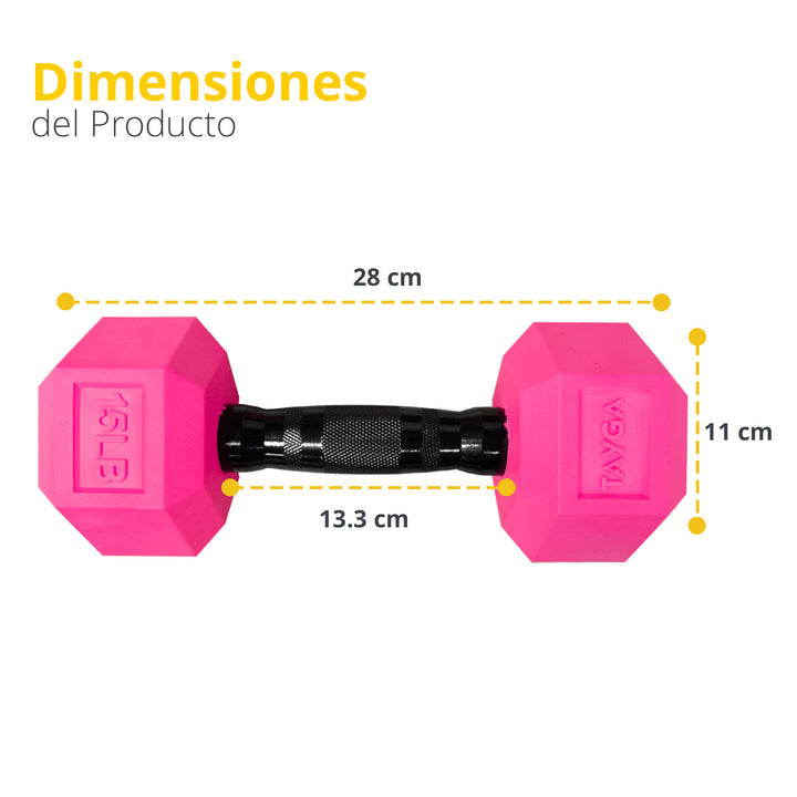 Mancuerna Hexagonal acero y PVC Rosa