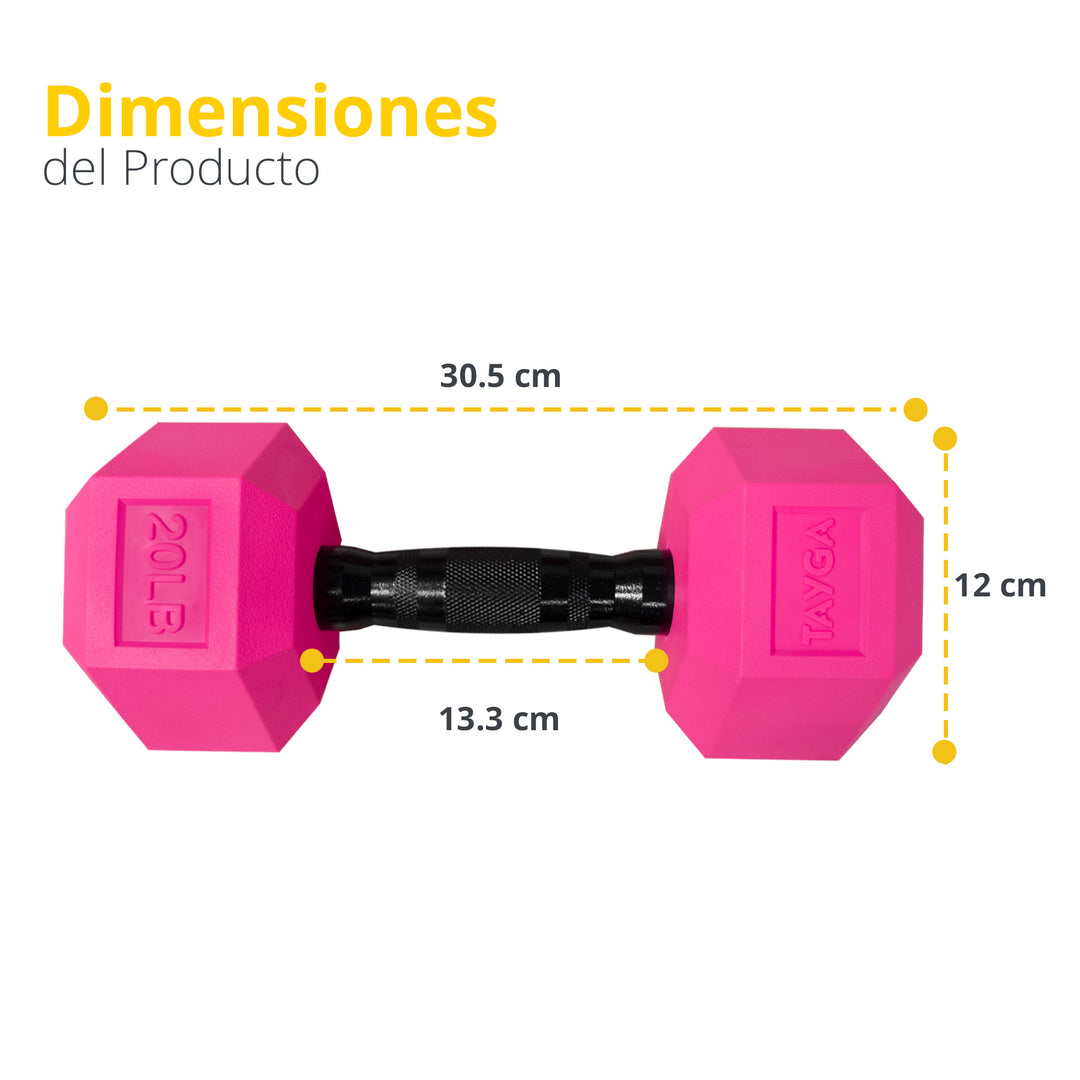 Mancuerna Hexagonal acero y PVC Rosa