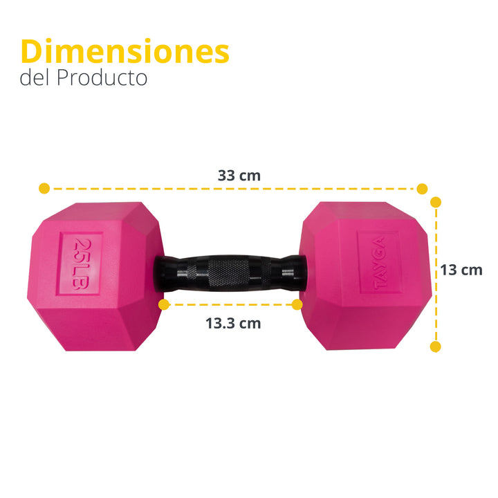 Mancuerna Hexagonal acero y PVC Rosa