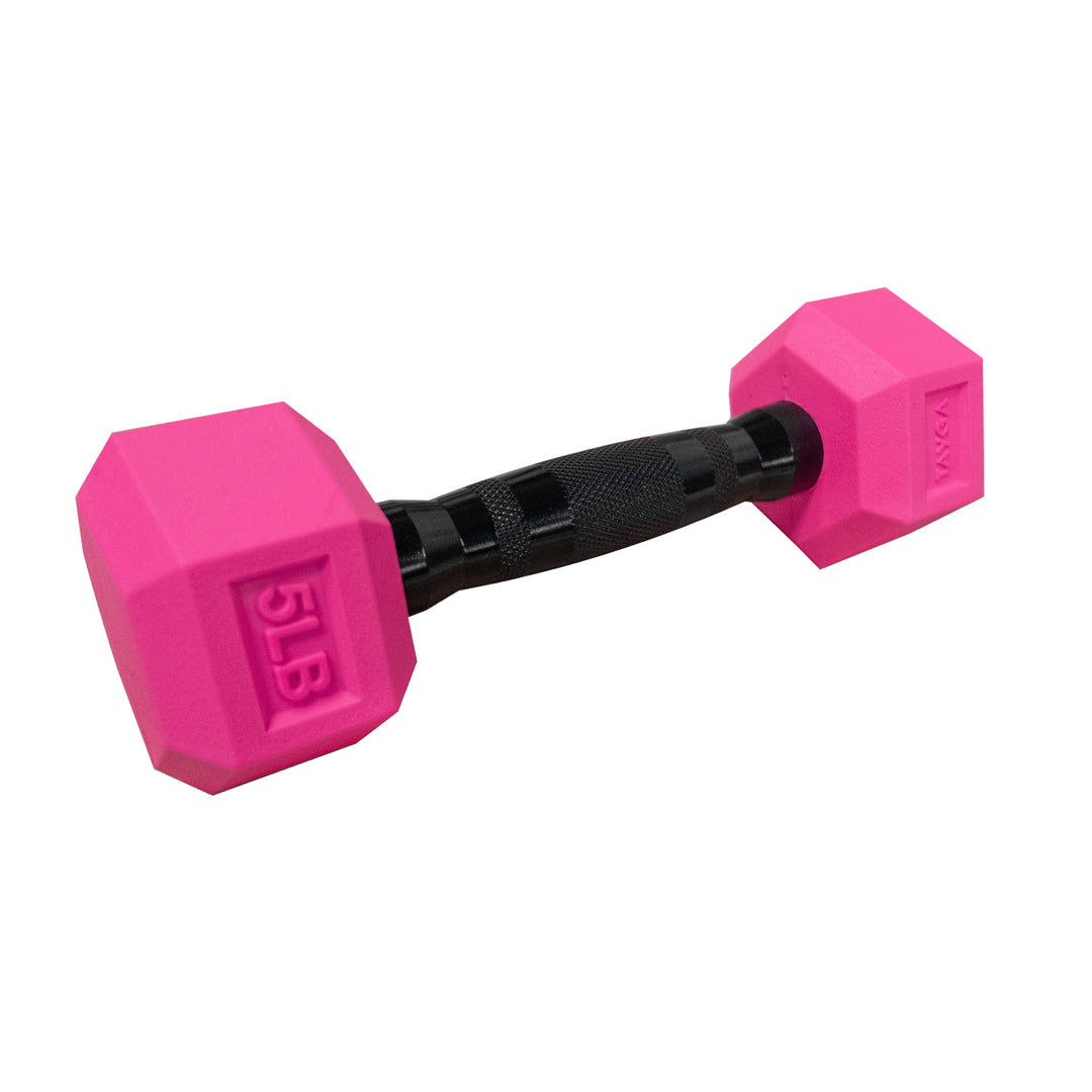 Mancuerna Hexagonal acero y PVC Rosa