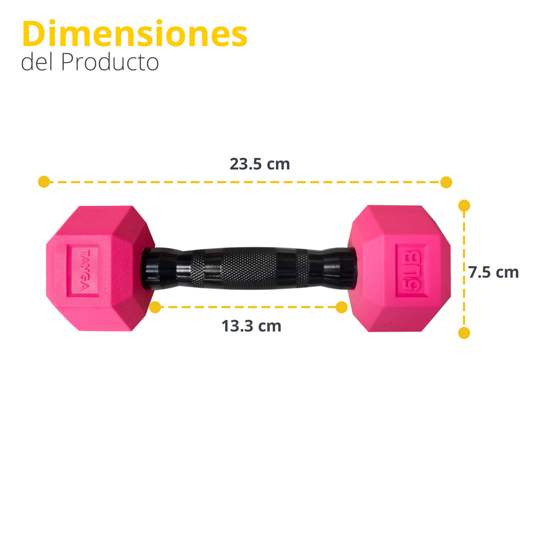 Mancuerna Hexagonal acero y PVC Rosa