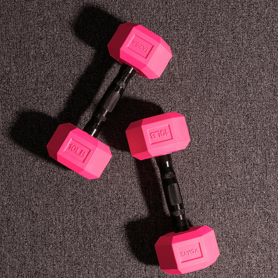 Mancuerna Hexagonal acero y PVC Rosa – Tayga
