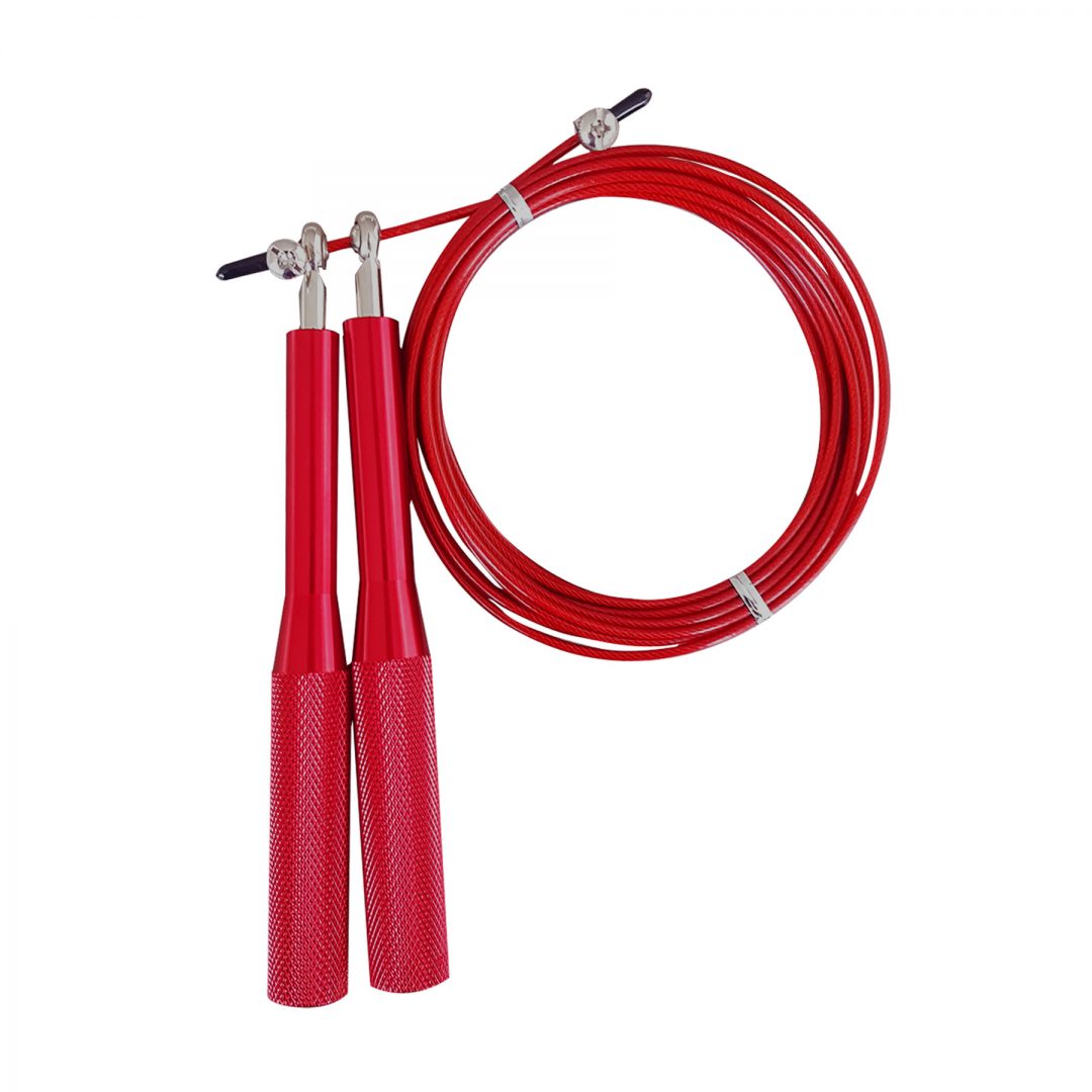 Cuerda para brincar metalica agarre aluminio Roja