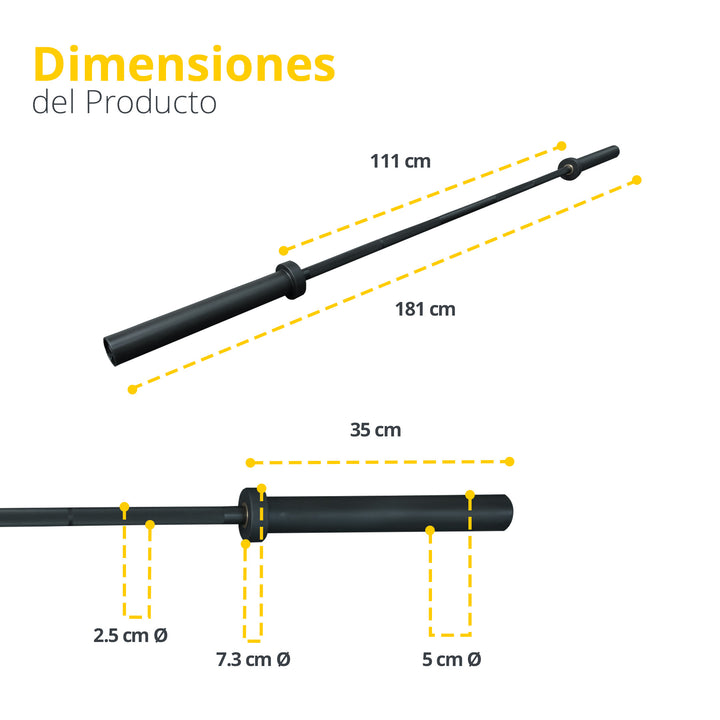 Barra semiolimpica TAYGA, 1.8 m, 300 lb